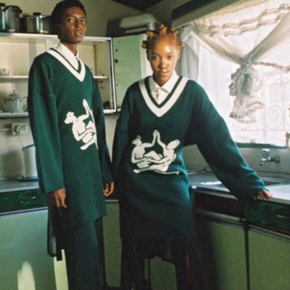 Thebe Magugu Logo Sweater S Tunic Oversized Chunky Varsity Tennis Sisterhood - Picture 1 of 10